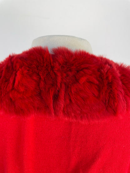 Blumarine rood vestje met bontkraag maat 38