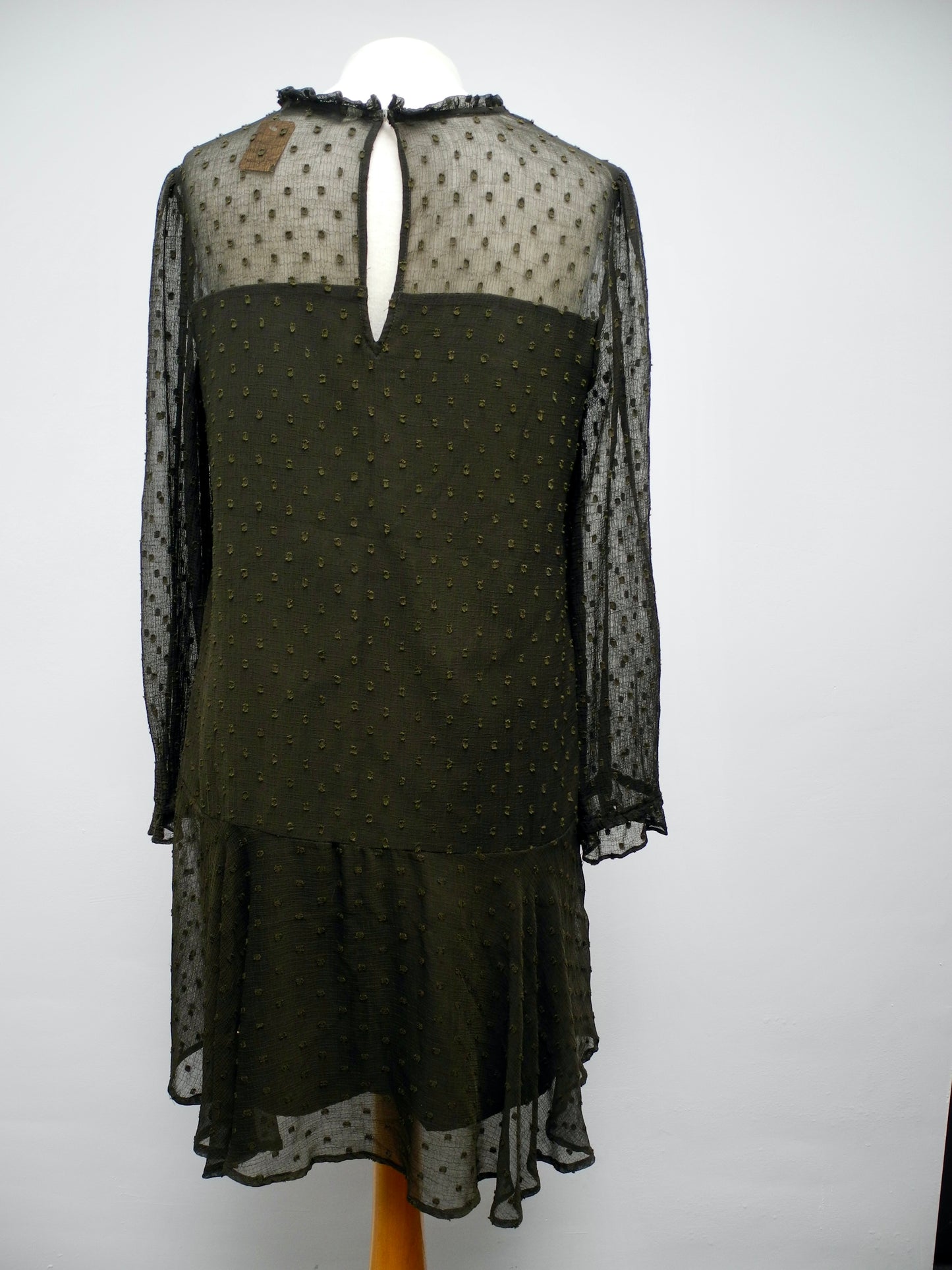 Zara transparante bruine jurk met stipjes maat L