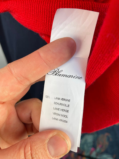 Blumarine rood vestje met bontkraag maat 38