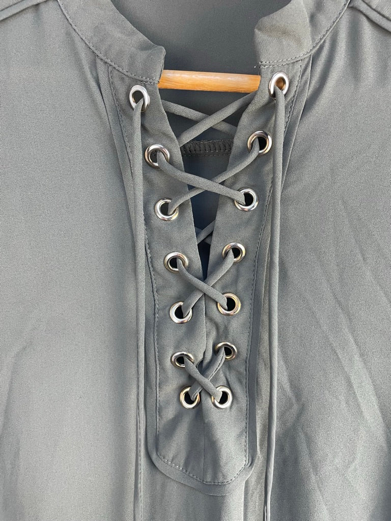 Drôle de Copine khaki blouse met veter maat S