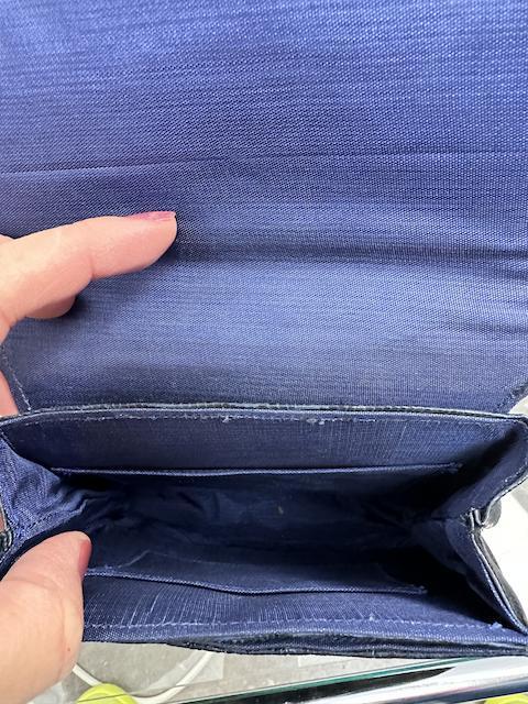 Vintage leren handtas donkerblauw – slangenleerstructuur