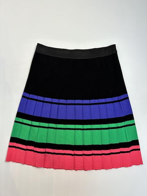 Marc Cain Zwarte Rok met Roze, Groene en Blauwe streep Maat 2