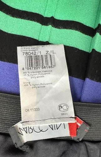 Marc Cain Zwarte Rok met Roze, Groene en Blauwe streep Maat 2