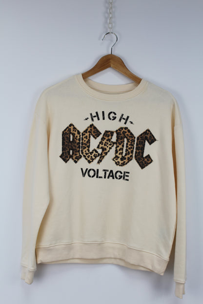 AC/DC crème sweater met opdruk maat XS