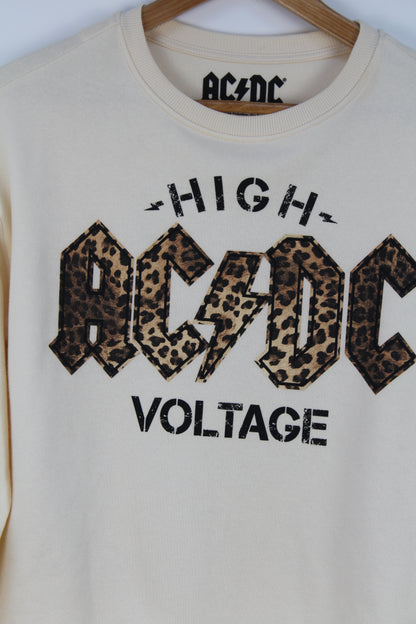 AC/DC crème sweater met opdruk maat XS