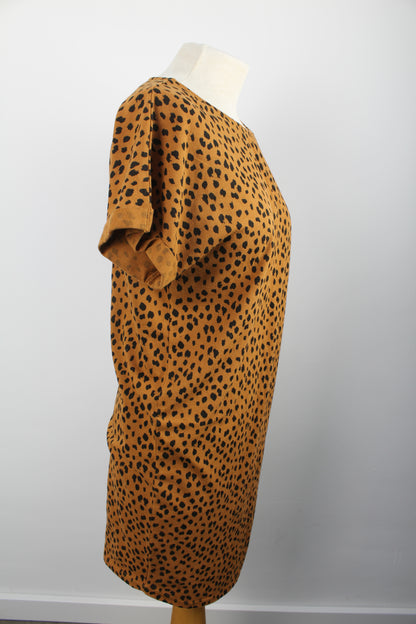 Costes jurkje okergeel met animal print maat S
