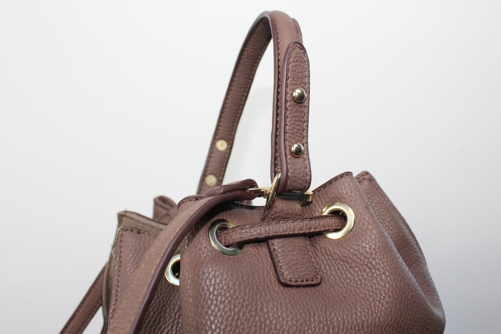 Stonefly leren bucket schoudertas bruin