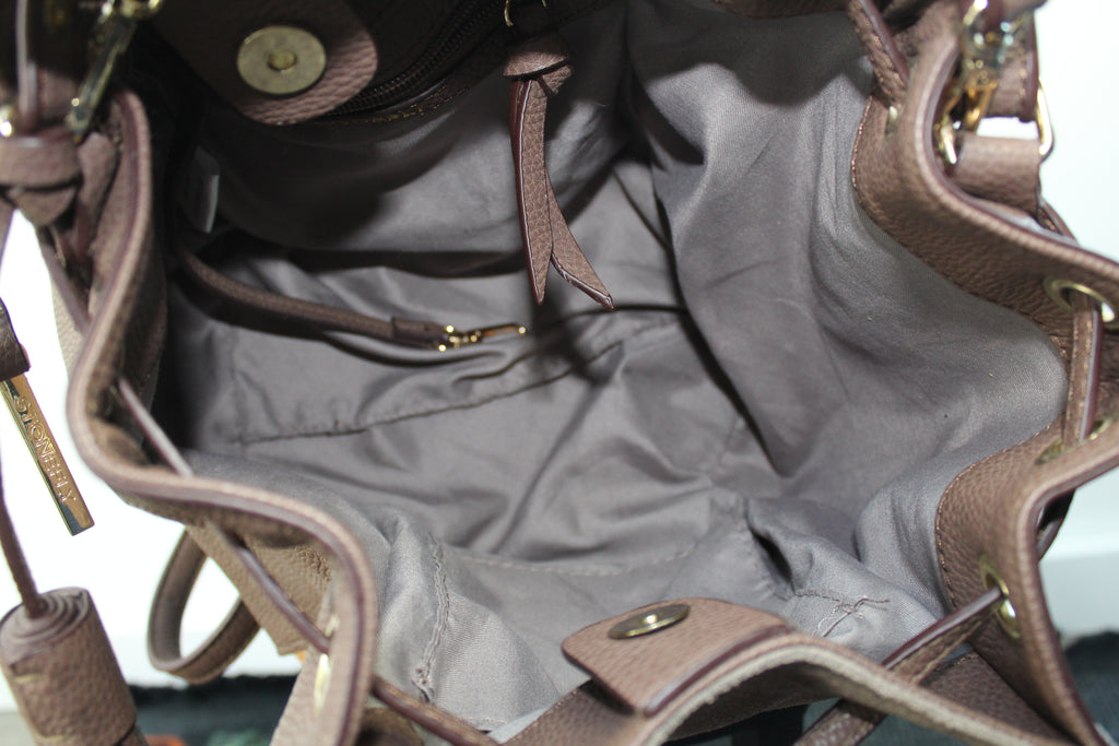 Stonefly leren bucket schoudertas bruin