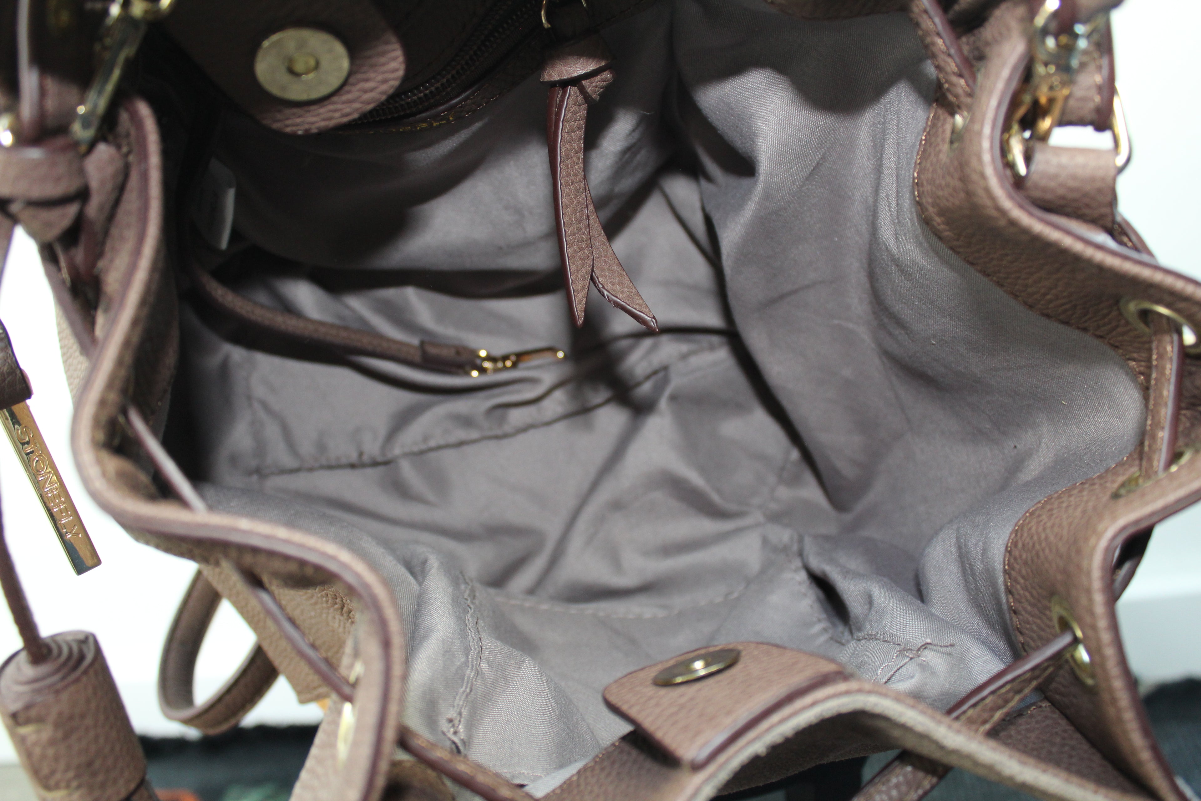 Stonefly leren bucket schoudertas bruin