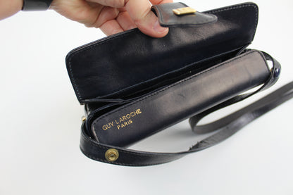 Guy Laroche donkerblauw vintage leren tasje