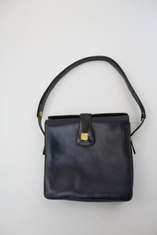 Guy Laroche donkerblauw vintage leren tasje