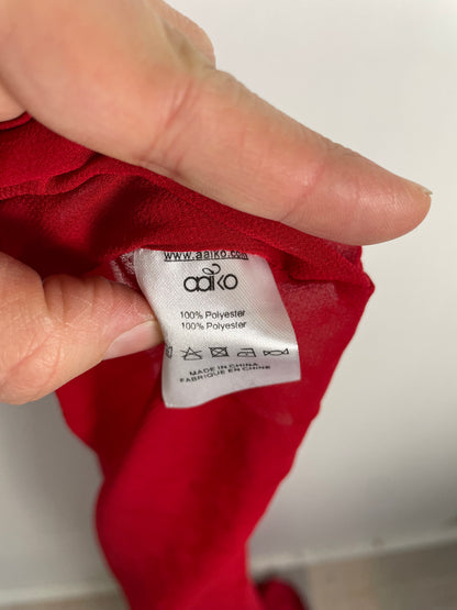 Aaiko lange plooirok rood/roze maat L