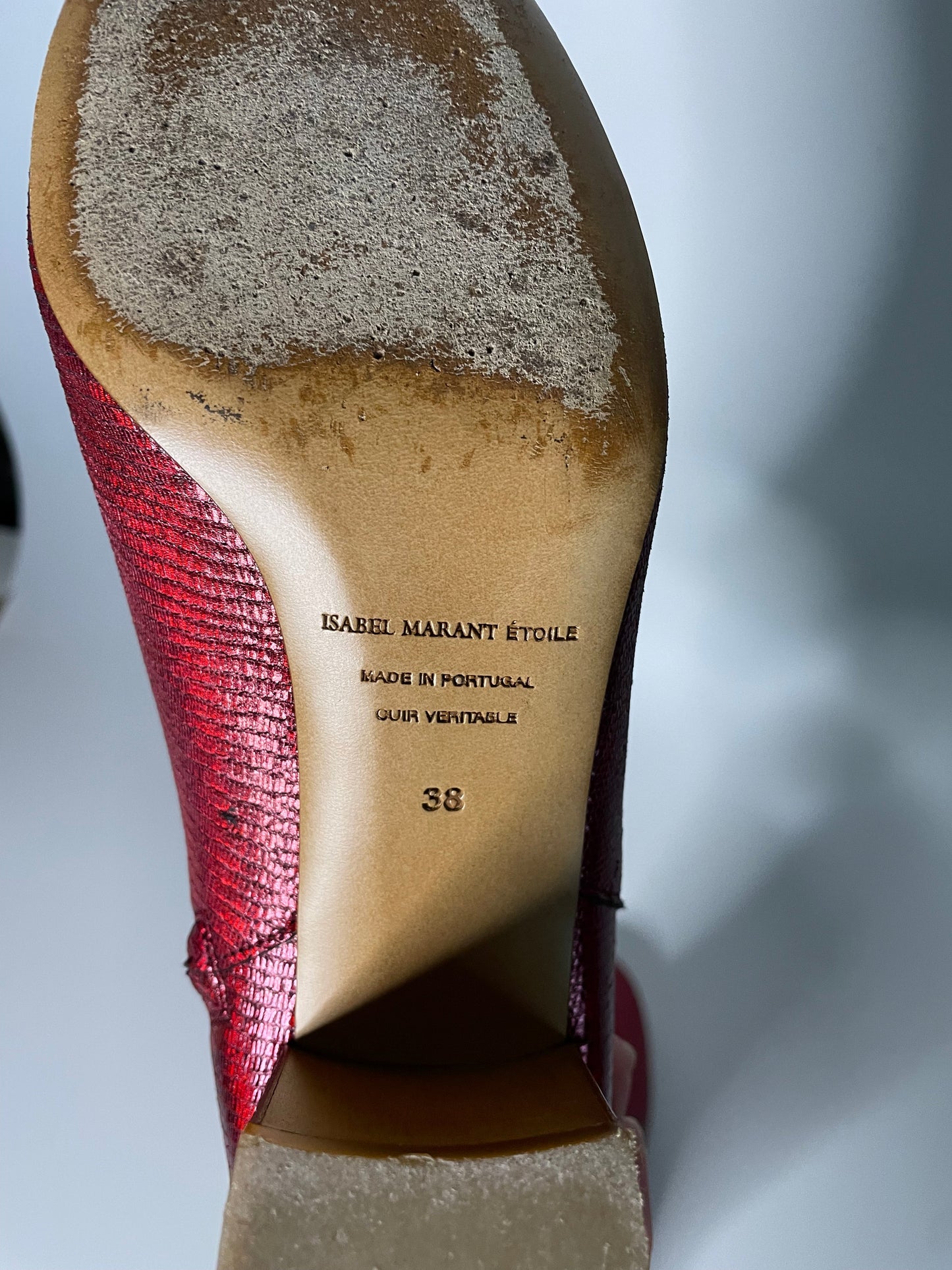 Isabel Marant Étoile rode glitter enkellaarsjes | maat 38 - Meisje met de parels